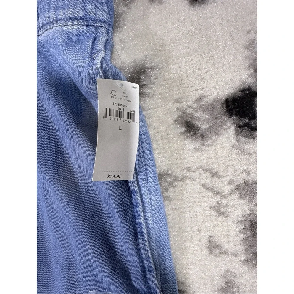 GAP Pants Womens Size Large Wide Leg Cargo Blue Drawstring Boho Hippie - Picture 10 of 15